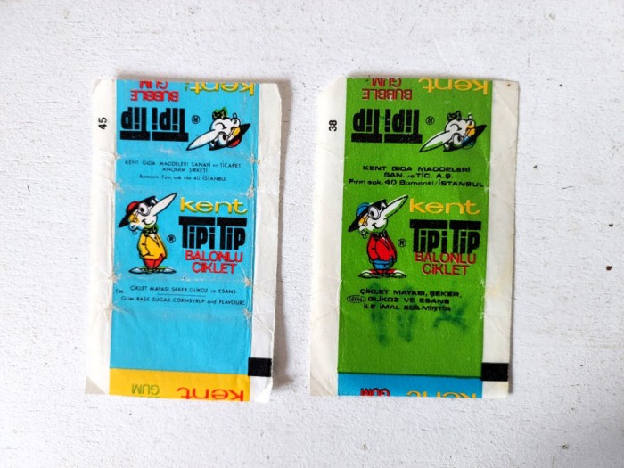 Lot 2 buc - Ambalaj guma de mestecat, TIPI-TIP, vechi, anii 80