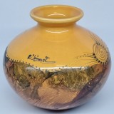Vaza portelan, ceramica romaneasca veche - SARRA BLU - pictata manual - SEMNATA
