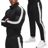 Trening Barbati MBrands Subtire Negru Fermoar Bumbac Poliester Buzunare Talie Elastica Sport Casual Modern
