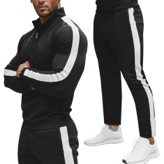 Trening de barbati MBrands din material subtire cu fermoar, negru XXL