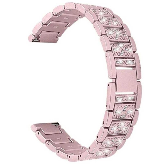Curea otel, compatibila Amazfit GTS 4, telescoape Quick Release, Pink Rose Diaomond