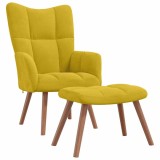 Cumpara ieftin Scaun de relaxare cu taburet, galben mustar, catifea