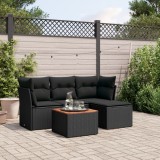 Cumpara ieftin Gossi set mobilier de gradina cu perne, 5 piese, negru, poliratan