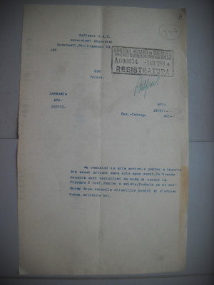 HOPCT DOCUMENT VECHI 347 MINISTERUL INDUSTRIEI COMERT EXTERIOR /BUCURESTI 1936 foto