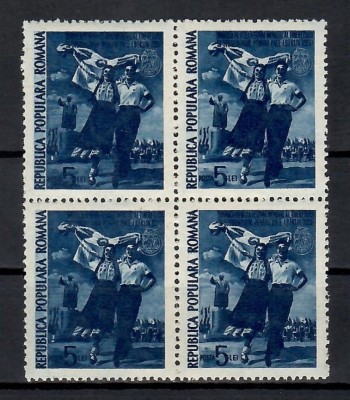 Romania 1951, LP. - Festivalul Mondial al Tineretului - Berlin, bloc de 4, MNH foto