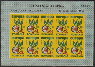 Romania Exil 1965 Emisiunea a XL-a EUROPA minicoala nedantelata foto