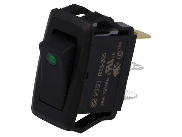 Rocker Switch SPST 16A 12VDC Neagră cu LED R13-205-DC