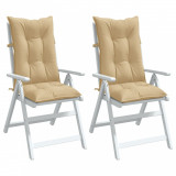 vidaXL Perne scaun cu spătar &icirc;nalt 2 buc. melanj bej 120x50x7cm textil