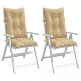 Set 2 Perne Scaun Spatar Inalt VidaXL, 120x50x7cm, Bej, Poliester, Exterior/Interior, Antialunecare