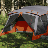 vidaXL Cort camping cu verandă 4 persoane, gri/portocaliu, impermeabil