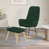 vidaXL Scaun balansoar cu taburet, verde &icirc;nchis, textil