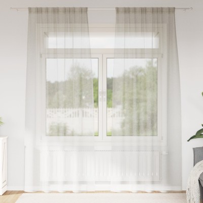vidaXL Perdele cu perdele 2 pcs Crem Poliester foto