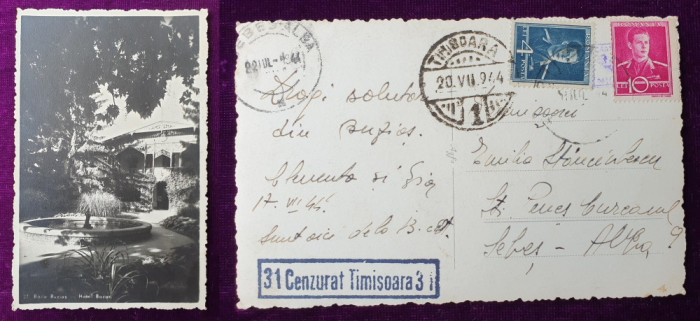 Carte Postala CIRCULATA - TIMBRATA anul 1944 CENZURAT - Timisoara- Baile Buzias