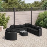 Cumpara ieftin Set canapele de grădină cu perne, 10 piese, negru, poliratan
