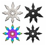Cumpara ieftin Set patru stele de aruncat DEPOX&reg;, 7 si 8 colturi, metalic, negru/multicolor/argintiu, 10 cm