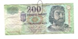 Bancnota Ungaria 200 forint/forinti 2005, circulata, sifonata, cu ruptura