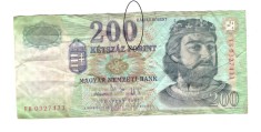 Bancnota Ungaria 200 forint/forinti 2005, circulata, sifonata, cu ruptura