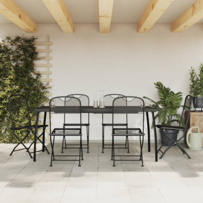 vidaXL Set de masă pentru grădină, 7 piese, plasă metalică antracit foto