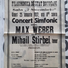 HST PM26 Afiș concert simfonic Filarmonica Botoșani 1957