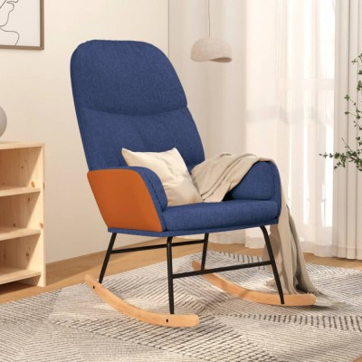 vidaXL Scaun balansoar, albastru, material textil foto