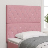 Cumpara ieftin Tablie LED cu benzi LED cu headboard Manual Roz 100 cm Catifea
