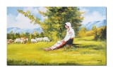 Cumpara ieftin Tablou pictat manual, Ciobanita, 100x60cm ulei pe panza, reproducere Nicole Grigorescu, Constantin Feraru