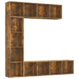 Cumpara ieftin Set dulap TV/carti, 3 piese, stejar afumat, 180x30x180 cm