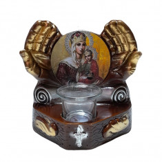 Candela cu doua maini, Fecioara Maria cu pruncul IIsus Hristos, 17 cm, GXL046
