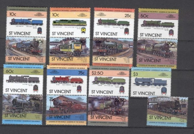 St. Vincent 1983 Trains, 7 pairs + 2 values, MNH E.203 foto