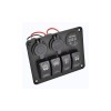 Panou Comutatoare Auto cu 4 Butoane, Priza, Voltmetru &amp; USB 4.8A, 13.5x11cm