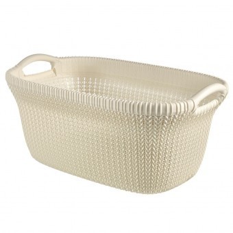 Coș rufe, impletit, Curver KNIT 40L, Alb, 40x39x33 cm foto