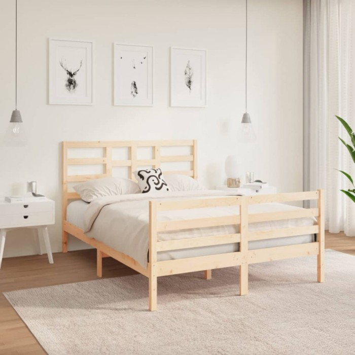 vidaXL Cadru de pat, 140x190 cm, lemn masiv 3105840