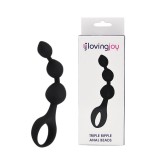 Triple Ripple Anal Beads, Loving Joy, Negru