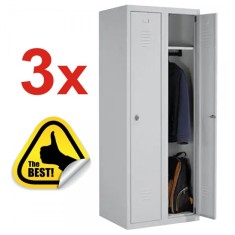 3x VESTIAR METALIC CU 2 USI 600x500x1800 mm (LxlxH), ZERO
