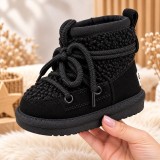 Cizme negre imblanite pentru fete SuperBaby din piele ecologica, talpa cauciuc,