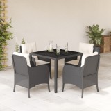 vidaXL Set mobilier de grădină cu perne, 5 piese, negru, poliratan 3211843