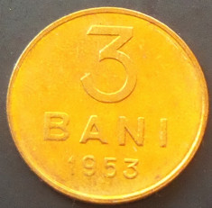 Moneda ISTORICA 3 BANI - ROMANIA, anul 1953 *cod 774 - UNC LUCIU DE TOP! foto