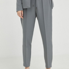 Bruuns Bazaar pantaloni femei, culoarea gri, mulata, high waist