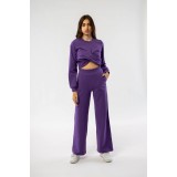 Set sport cu pantaloni si bluza din bumbac mov Upway