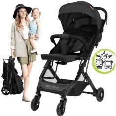 Carucior sport copii JoyNest?, Sistem autofold tip troller, pliere compacta pentru avion, tren sau masina, usor de transportat, cadru metalic, 7 kg, v foto