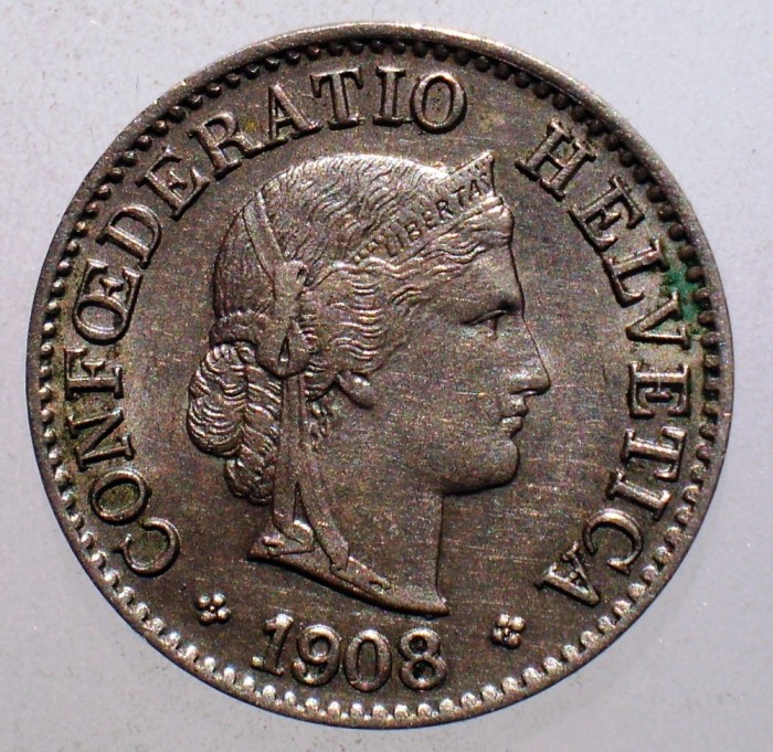 1.357 ELVETIA 5 RAPPEN 1908 B