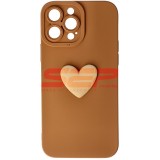 Toc silicon 3D Cartoon Apple iPhone 13 Pro Max Brown Heart