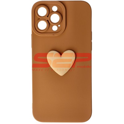 Toc silicon 3D Cartoon Apple iPhone 13 Pro Max Brown Heart foto