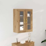 VidaXL Dulap suspendat uși din sticlă, stejar artizanal, 69,5x34x90 cm