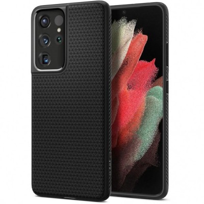 Husa pentru Samsung Galaxy S21 Ultra 5G G998, Spigen, Liquid Air, Neagra SPN1456BLK foto