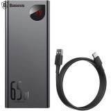 POWER BANK Baseus Adaman Metal, 20000mAh, PD 3.0 + QC 3.0 65W, 2 x USB; 1 x USB Type-C, digital display pt. status baterie, total 3A, negru, &quot;PPIMDA-D
