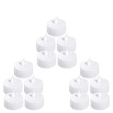 Cumpara ieftin Set 15 lumanari decorative LED albe 3.7 x 3.8 cm, lumina galbena, flacara transparenta, 45 baterii AG4 incluse, decor fara foc pentru casa si evenimen