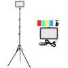 Mini panou Bi Color 160 LED, trepied reglabil 200 cm, filet 1 4, 4 filtre de culoare, alimentare USB, 2 filete universale 1 4 si adaptor patina cu fil