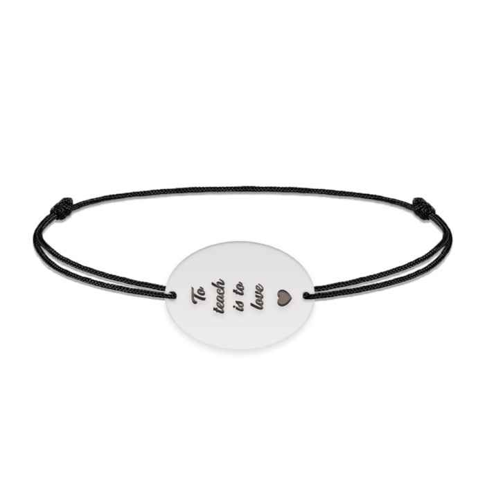 Master - Bratara personalizata snur pentru absolvire To teach is to love din argint 925