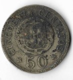 Moneda 50 centavos 1927 - Angola